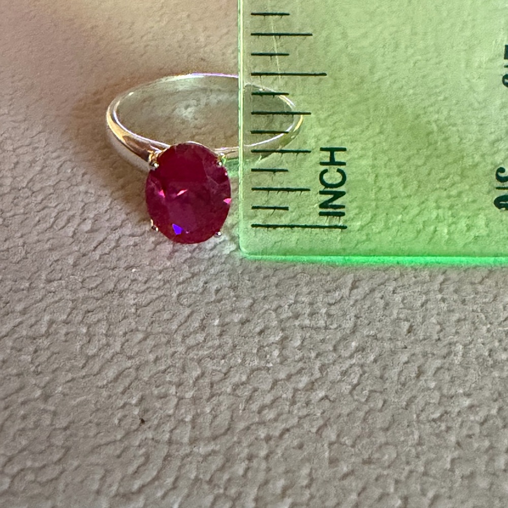 925 Sterling Silver Oval Ruby Solitaire Ring Size… - image 5